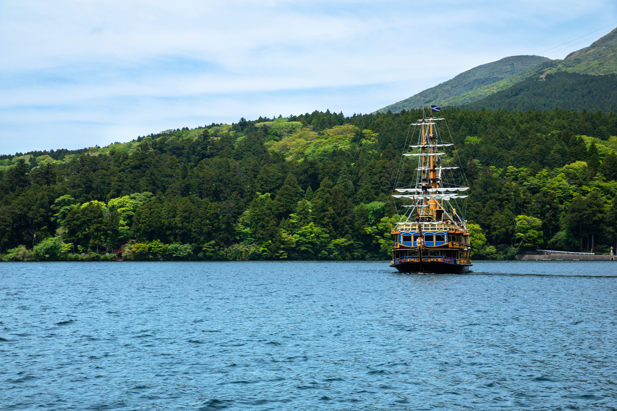 Tourist boat at Lake Ashi of Hakone, Japan.